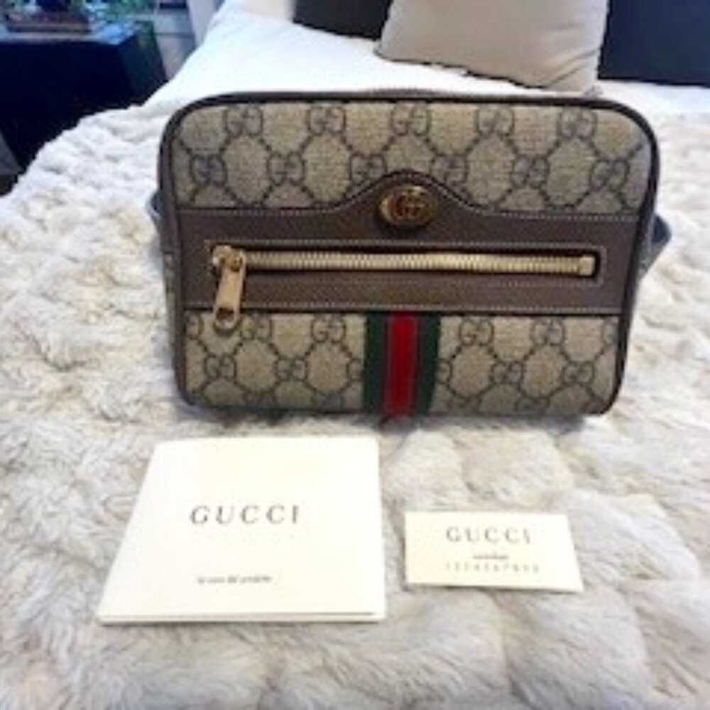 GG Supreme Monogram Web Small Ophidia Belt Bag 85 34